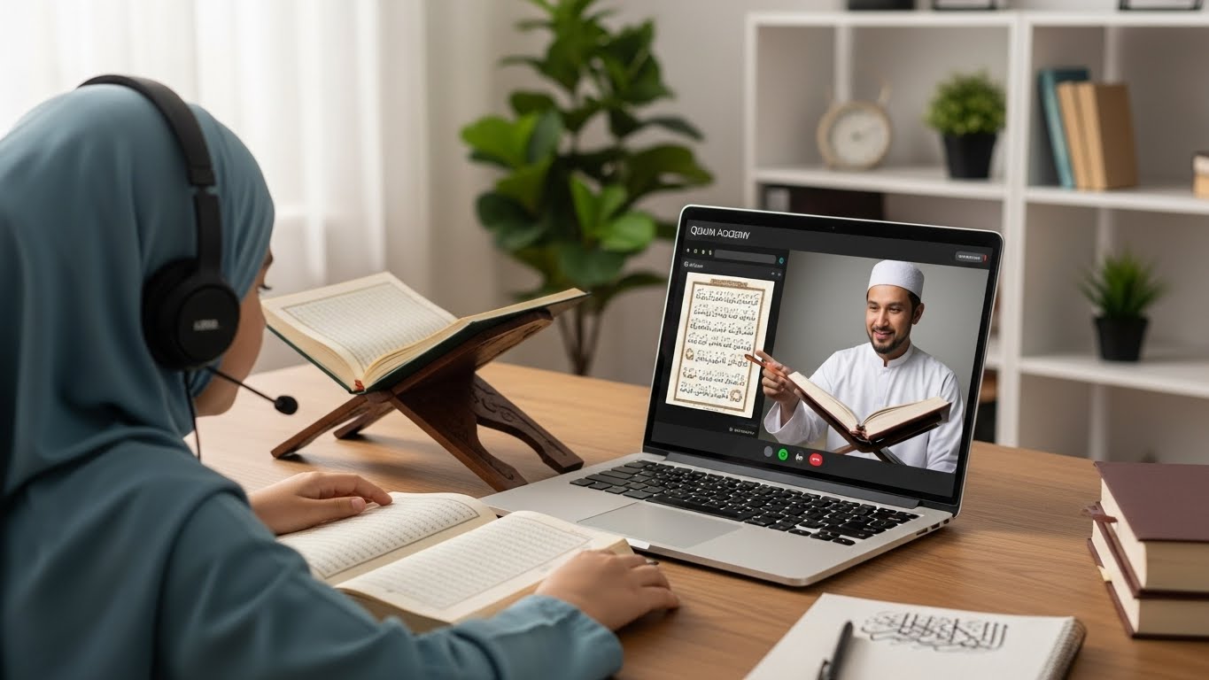 Quran teacher online giving lesson